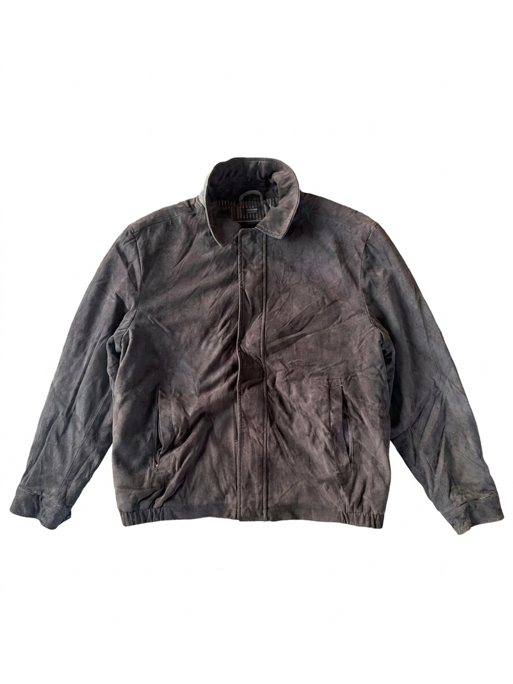 Perry Ellis Olive Green Suede Jacket | Men's L | Classic Casual Fit